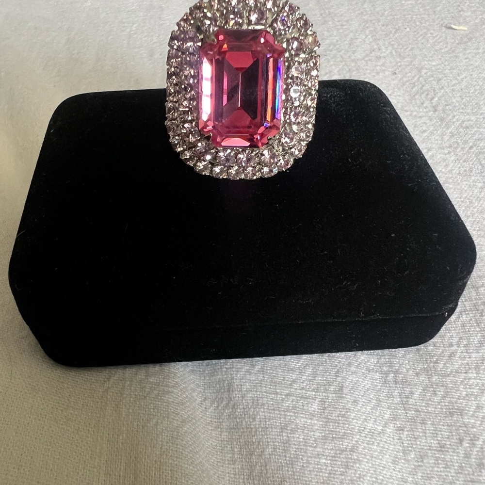 Elegant Pink and Silver Gemstone Ring